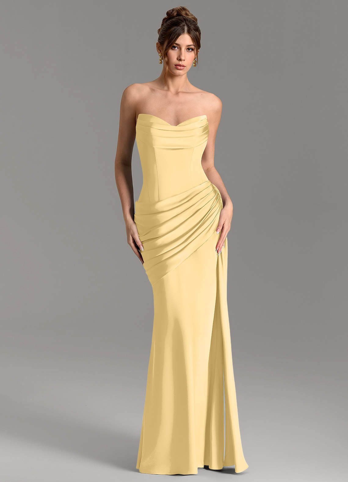Zorah Mermaid Sweetheart Stretch Satin Bridesmaid Dress in Butter