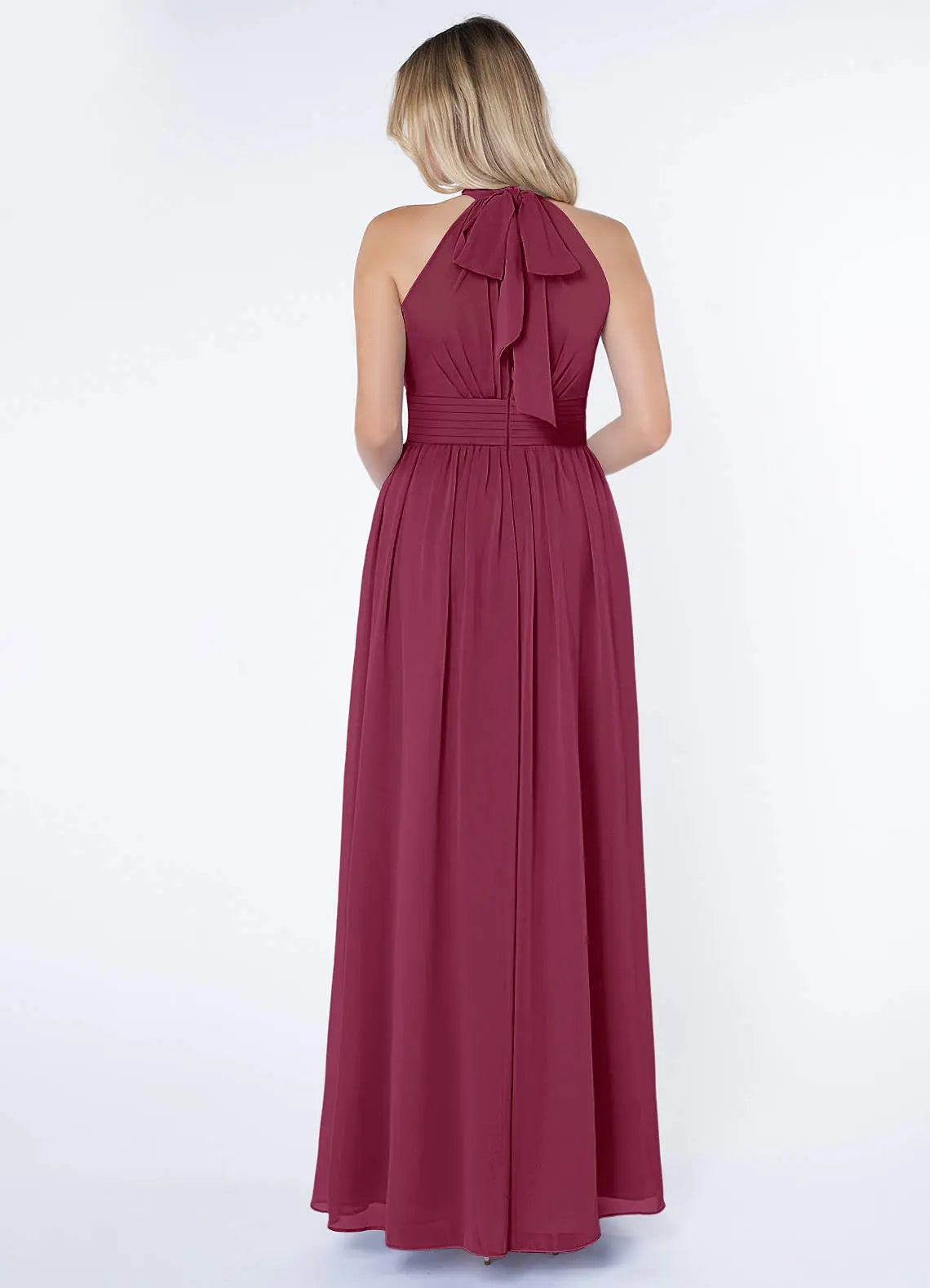 Iman A-Line Halter Chiffon Bridesmaid Dress in Mulberry