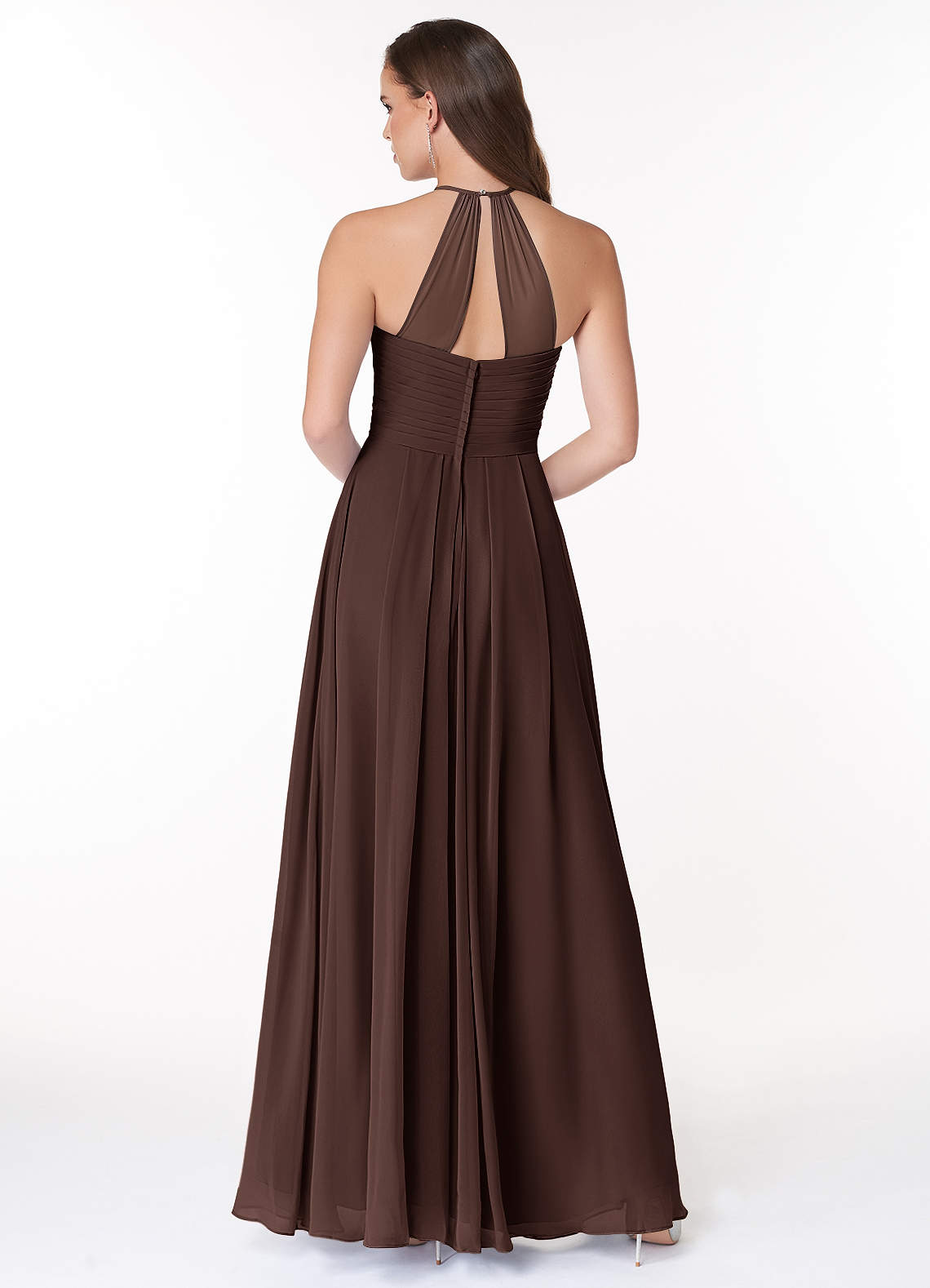 Ginger A-Line Halter Chiffon Bridesmaid Dress in Ganache