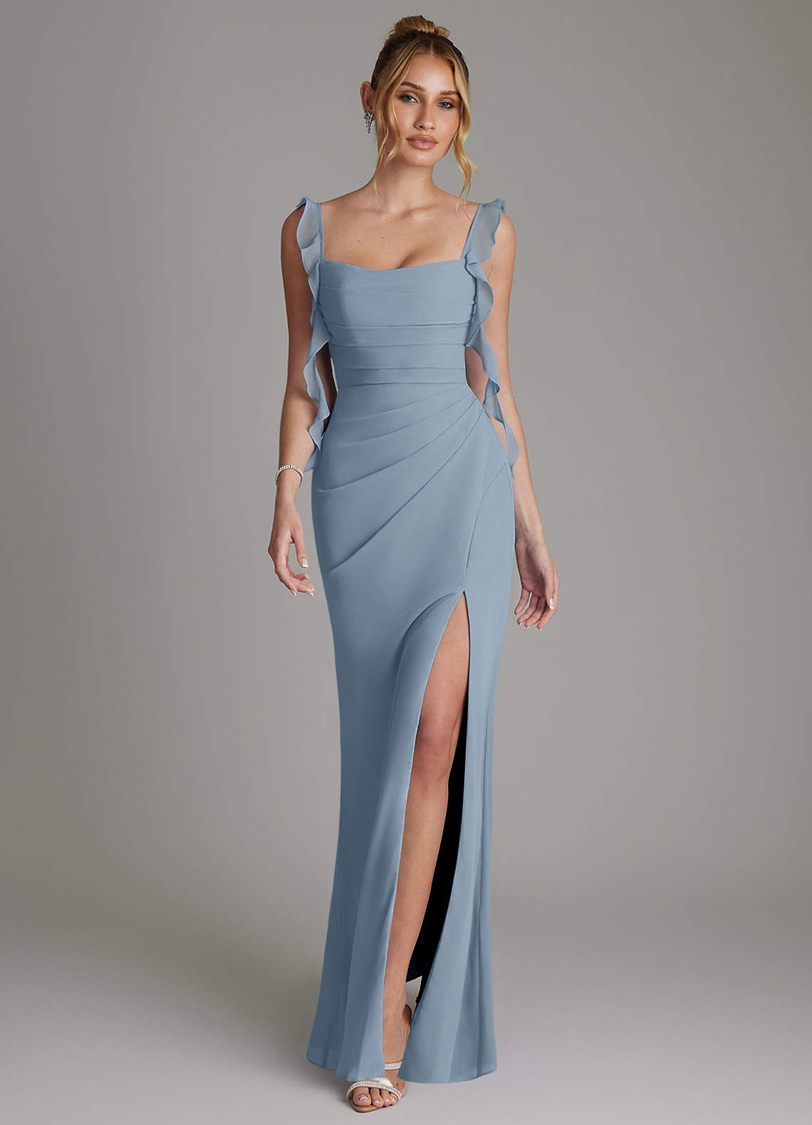 Jessamine Mermaid Sweetheart Chiffon Bridesmaid Dress in dusty blue