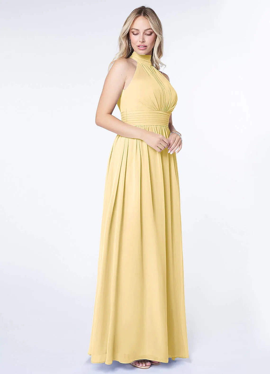 Iman A-Line Halter Chiffon Bridesmaid Dress in Butter