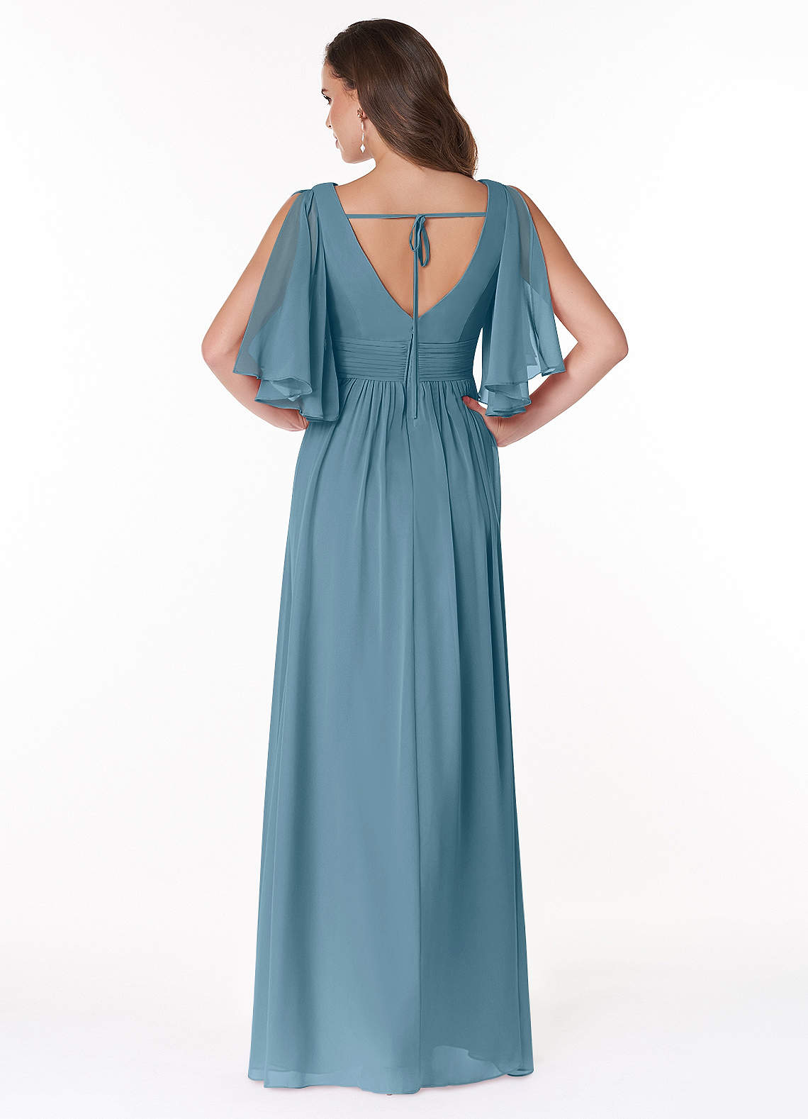 Temeka A-Line V-Neck Chiffon Bridesmaid Dress in Bermuda