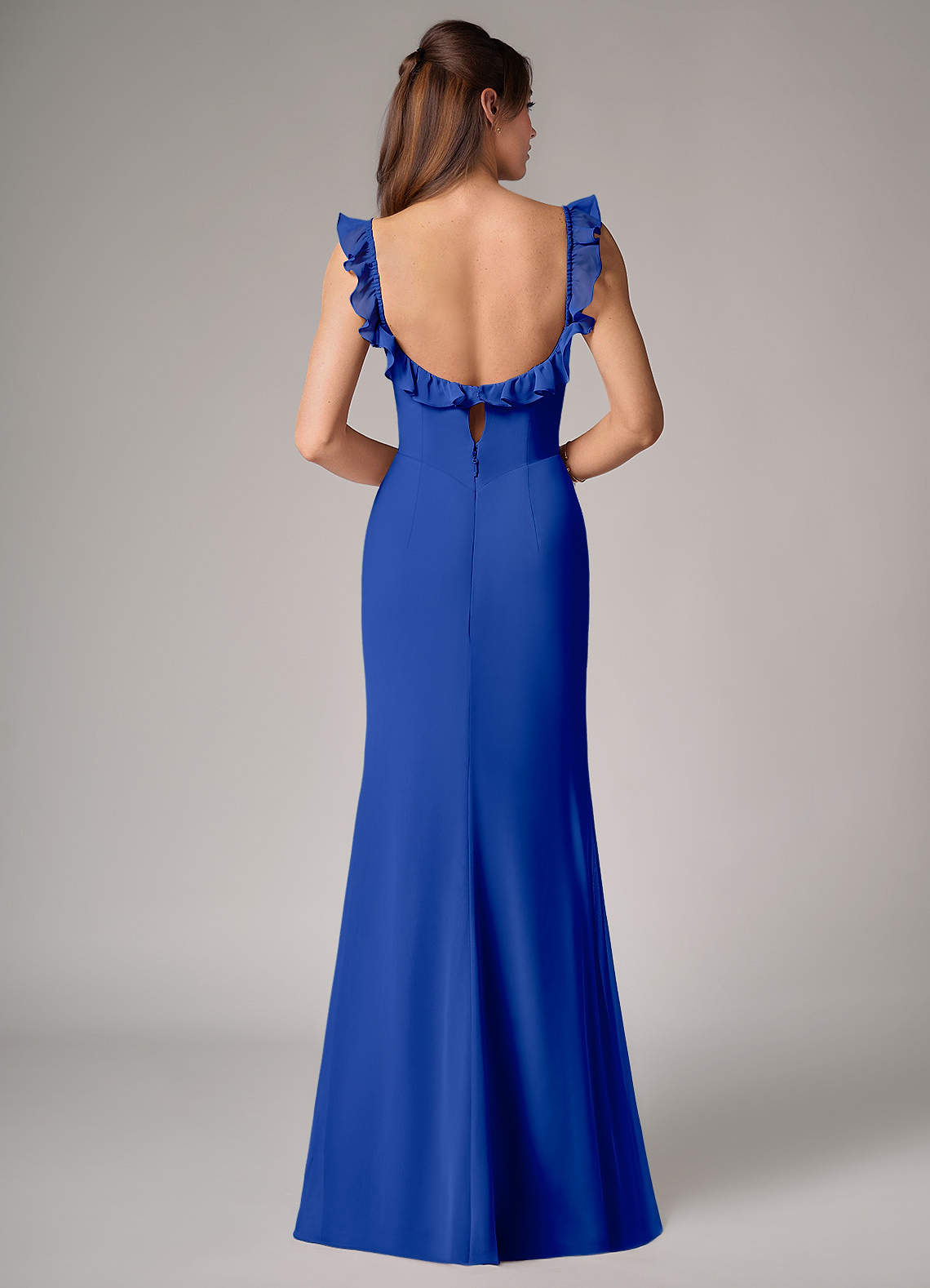 Callie Mermaid Scoop-Neck Chiffon Bridesmaid Dress in Royal Blue