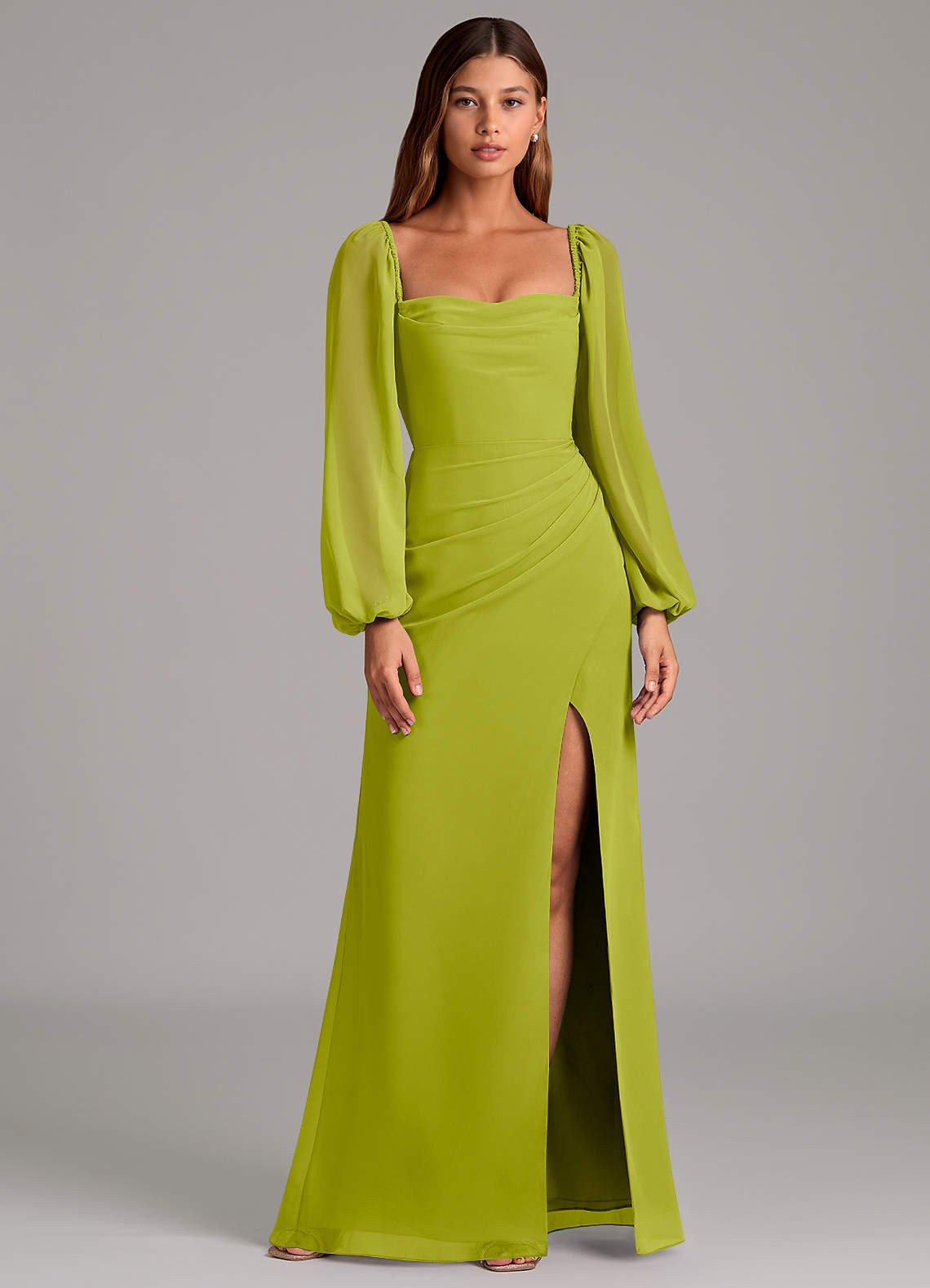 Brixley Mermaid Sweetheart Chiffon Bridesmaid Dress in Lemongrass