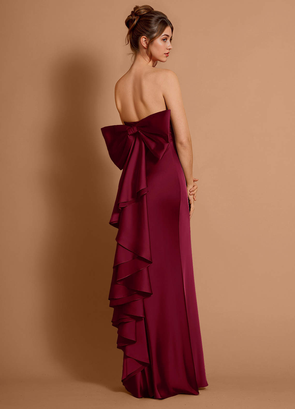 Aveline Mermaid Strapless Stretch Satin Evening Dress in Haze Pink