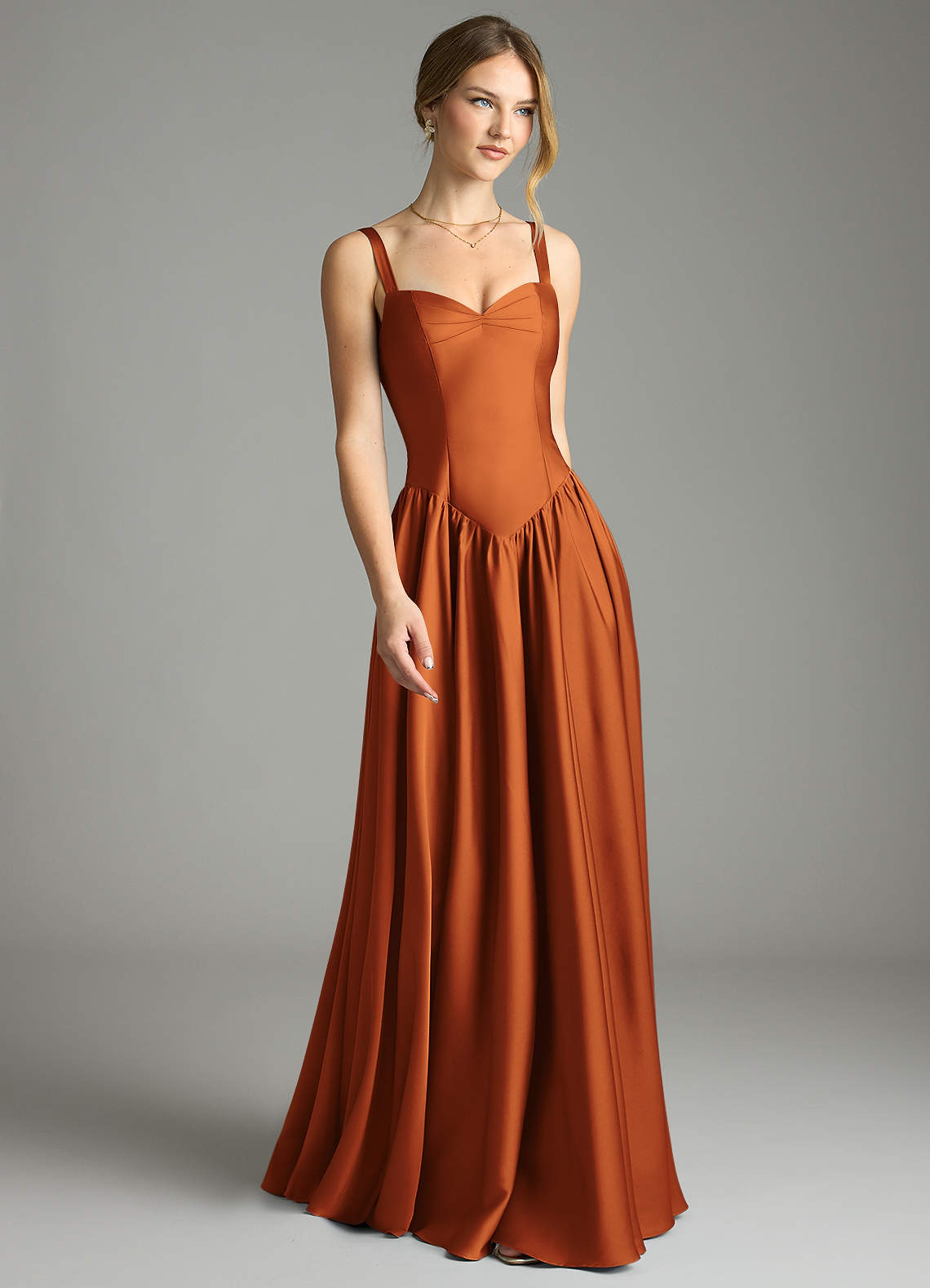 Evadina A-Line Sweetheart Stretch Satin Bridesmaid Dress in Cinnamon