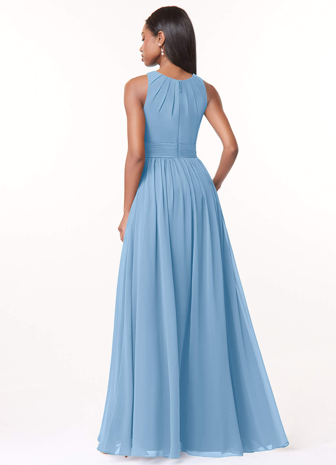 Harper A-Line Scoop-Neck Chiffon Bridesmaid Dress in Powder Blue