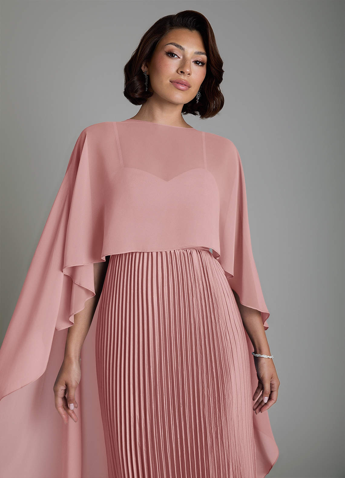 Micah A-Line Sweetheart Stretch Satin and Chiffon Bridesmaid Dress in dusty rose