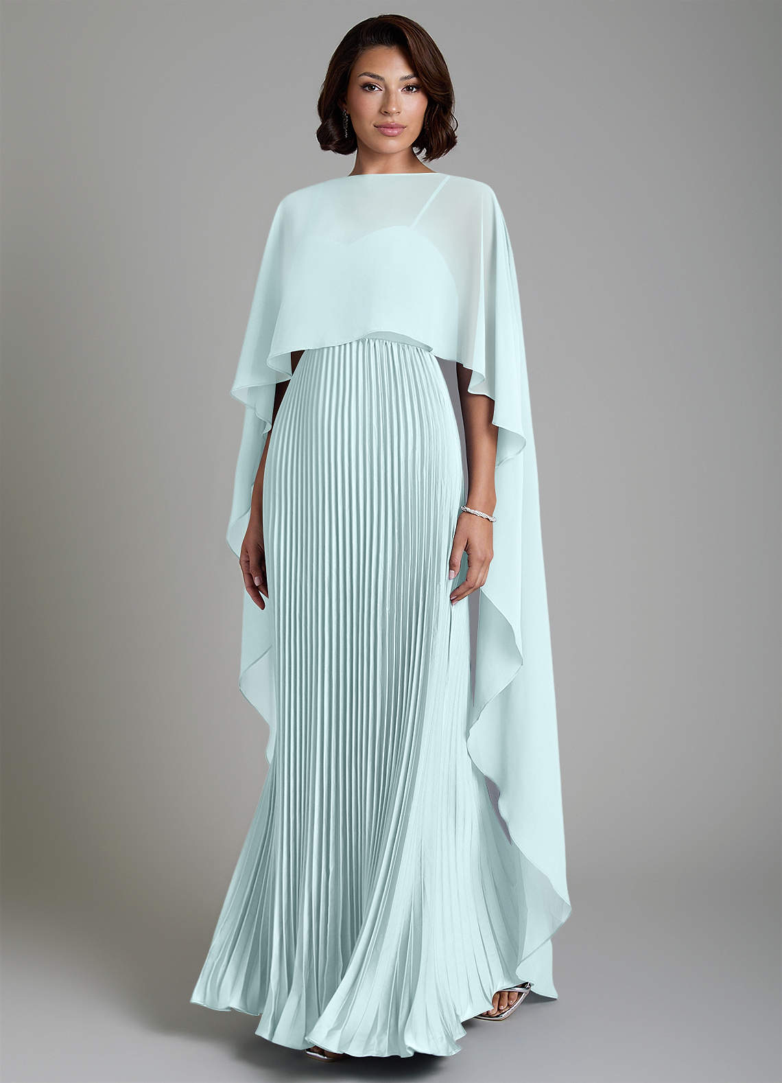 Micah A-Line Sweetheart Stretch Satin and Chiffon Bridesmaid Dress in Sea Glass