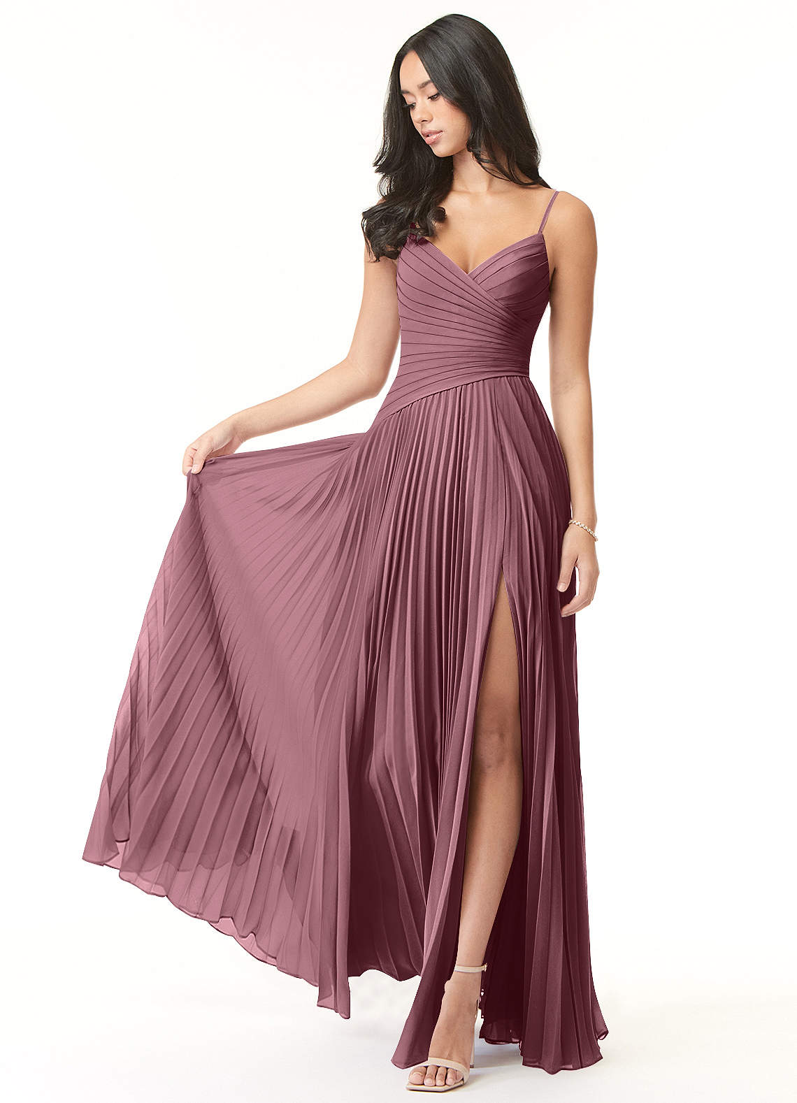 Vini A-Line V-Neck Chiffon Bridesmaid Dress in Amethyst