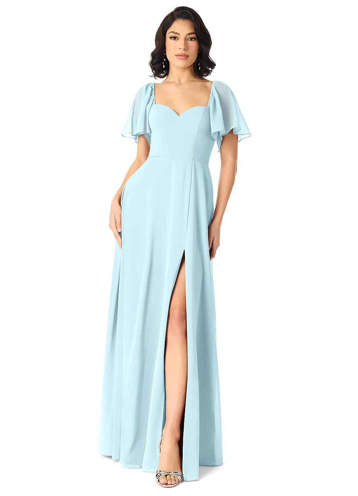 Chloe A-Line Sweetheart Chiffon Bridesmaid Dress in Cloud Blue