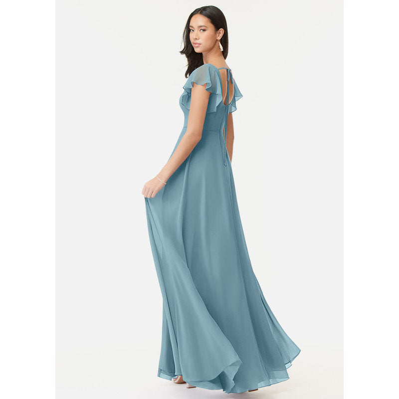 Bondi A-Line Square-Neck Chiffon Bridesmaid Dress in Moody Blue - view 5