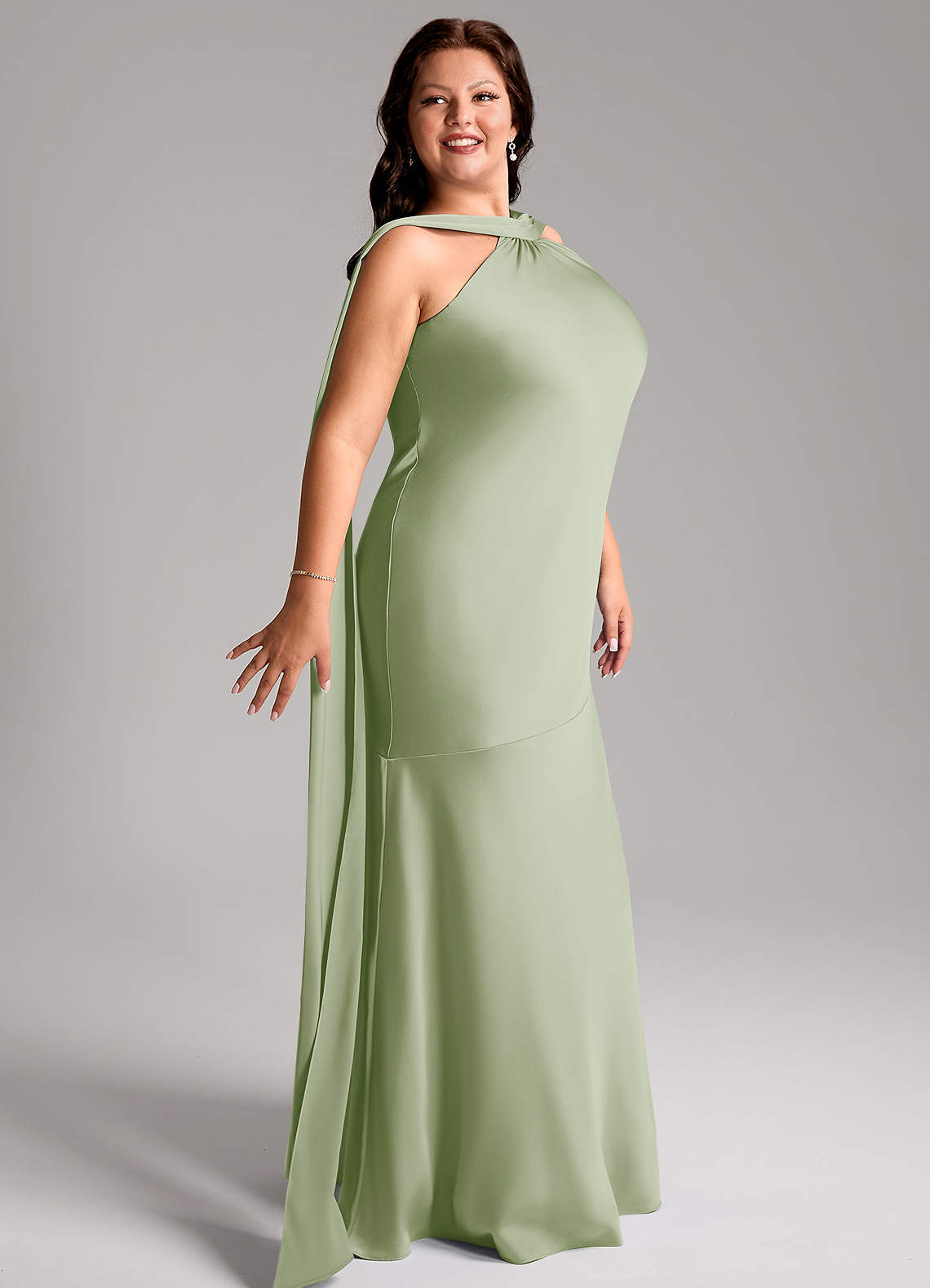 Kinsley Mermaid Halter Stretch Satin Bridesmaid Dress