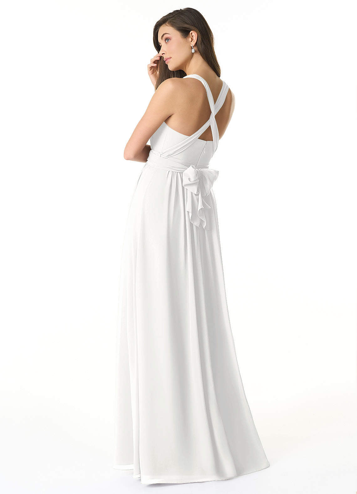 Olani A-Line V-Neck Chiffon Bridesmaid Dress in white