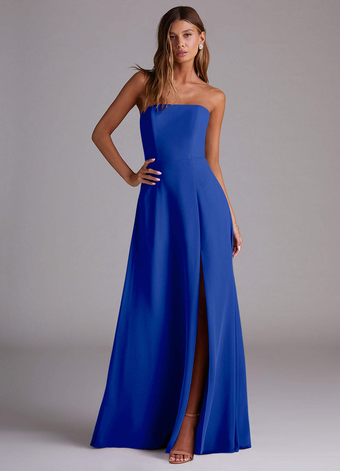 Wren A-Line Straight-Neck Chiffon Bridesmaid Dress in Royal Blue