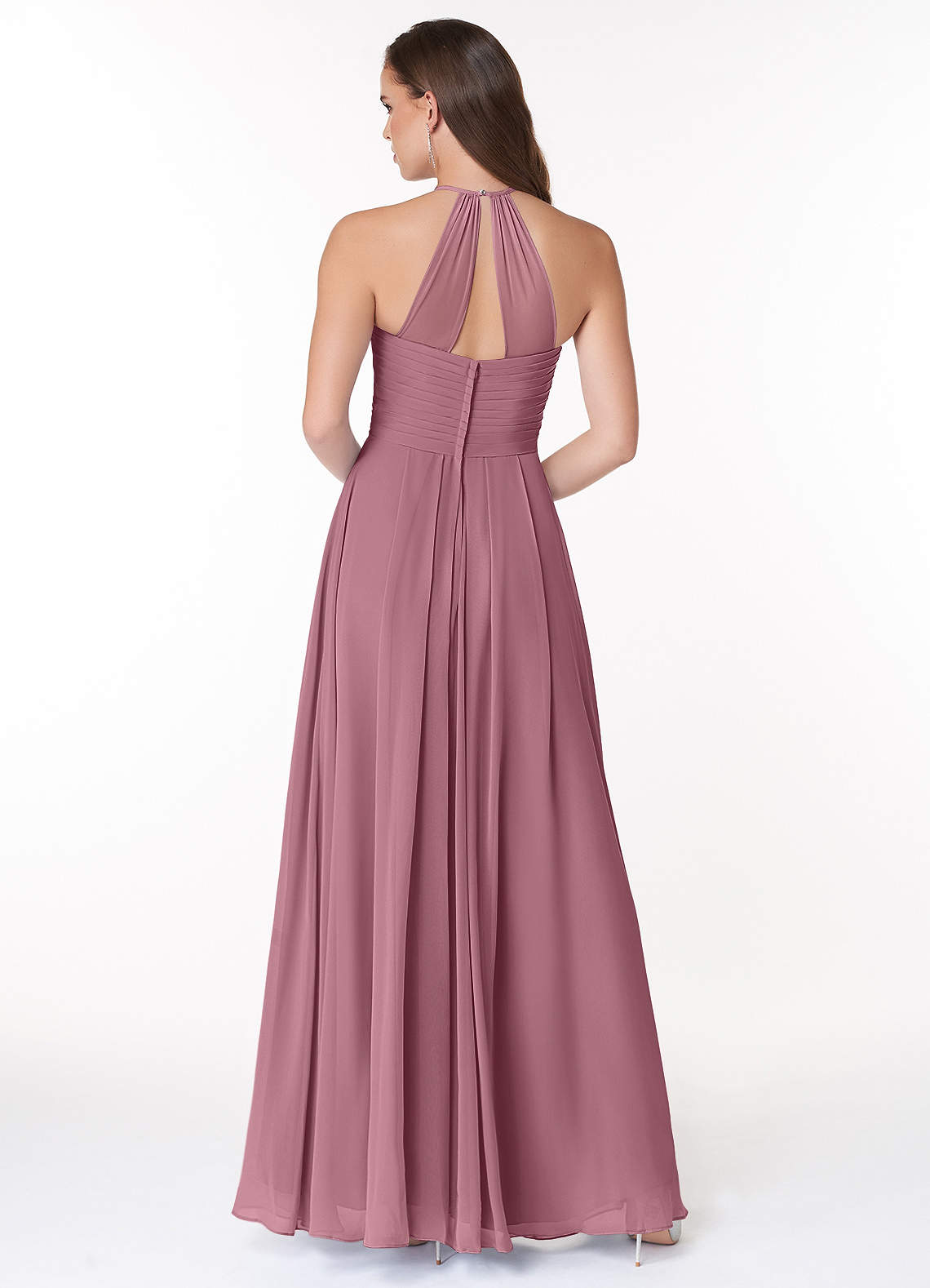 Ginger A-Line Halter Chiffon Bridesmaid Dress in Vintage Mauve