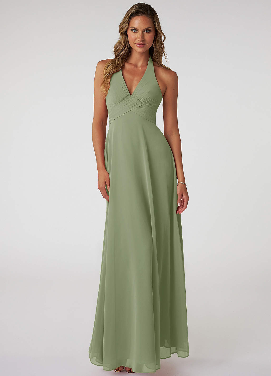Tessie A-Line V-Neck Chiffon Bridesmaid Dress in Pistachio