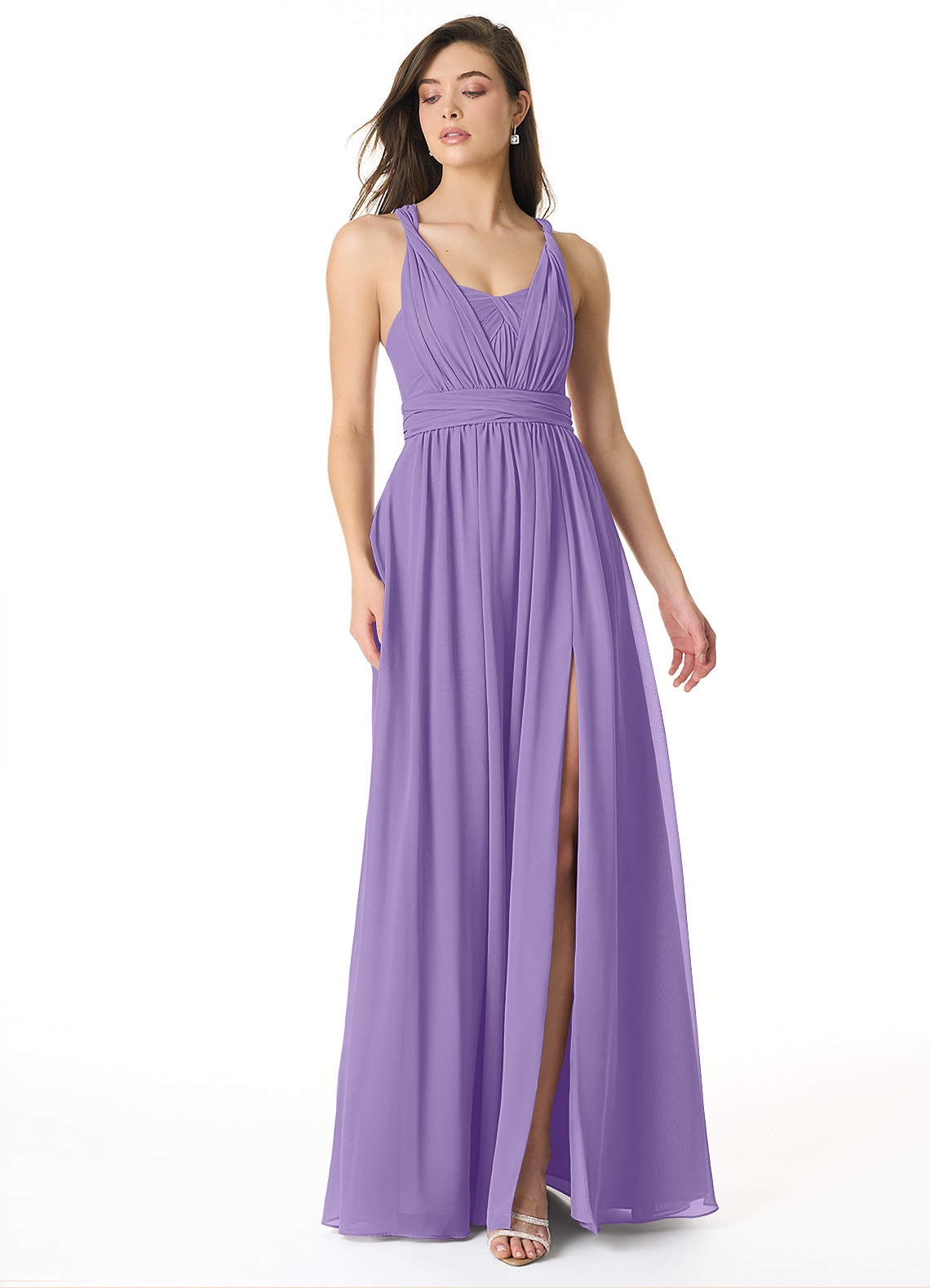 Olani A-Line V-Neck Chiffon Bridesmaid Dress in Tahiti