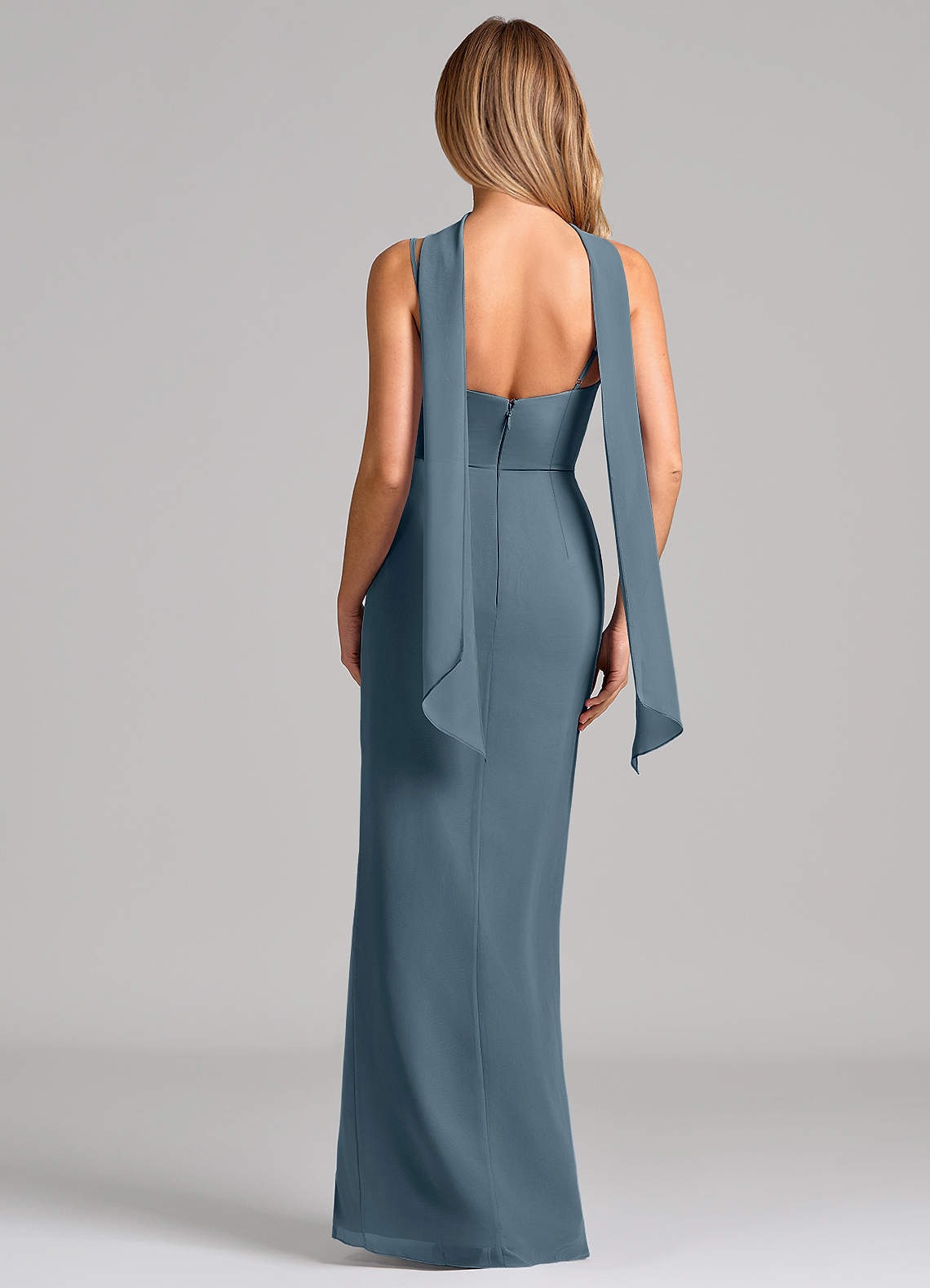 Calandra Sheath Scoop-Neck Chiffon Bridesmaid Dress in Twilight