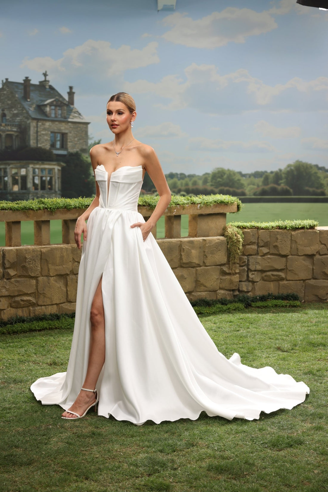 Bela white wedding dress front view 1