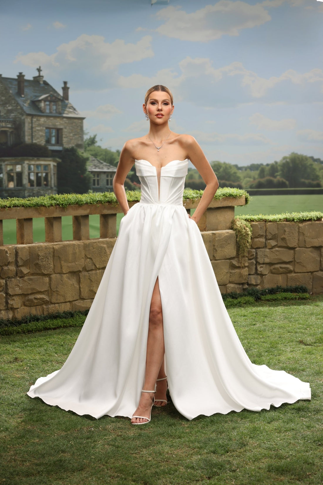 Bela white wedding dress front view 1