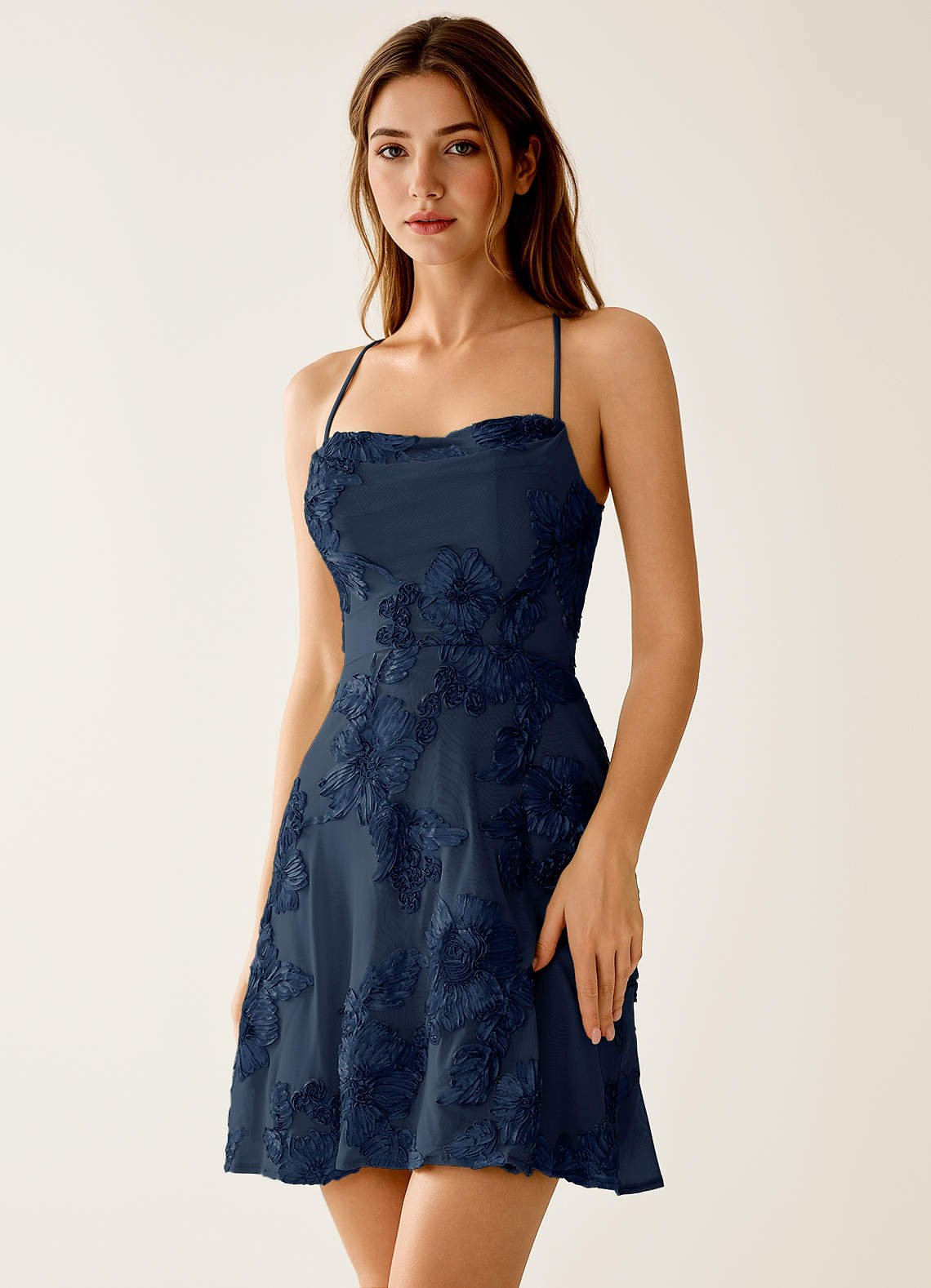 Lysandra A-Line Open-Back Stretch Lace Prom Dress in Pale Purple