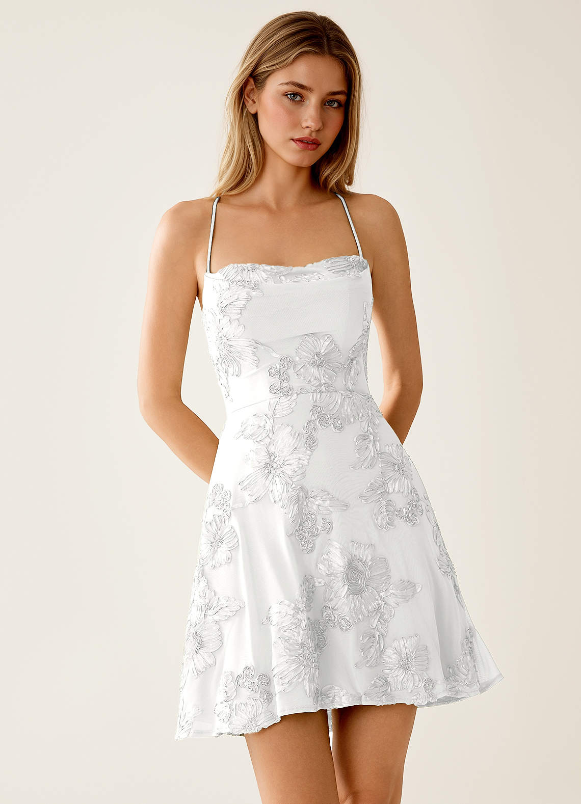 Lysandra A-Line Open-Back Stretch Lace Prom Dress in Pale Purple