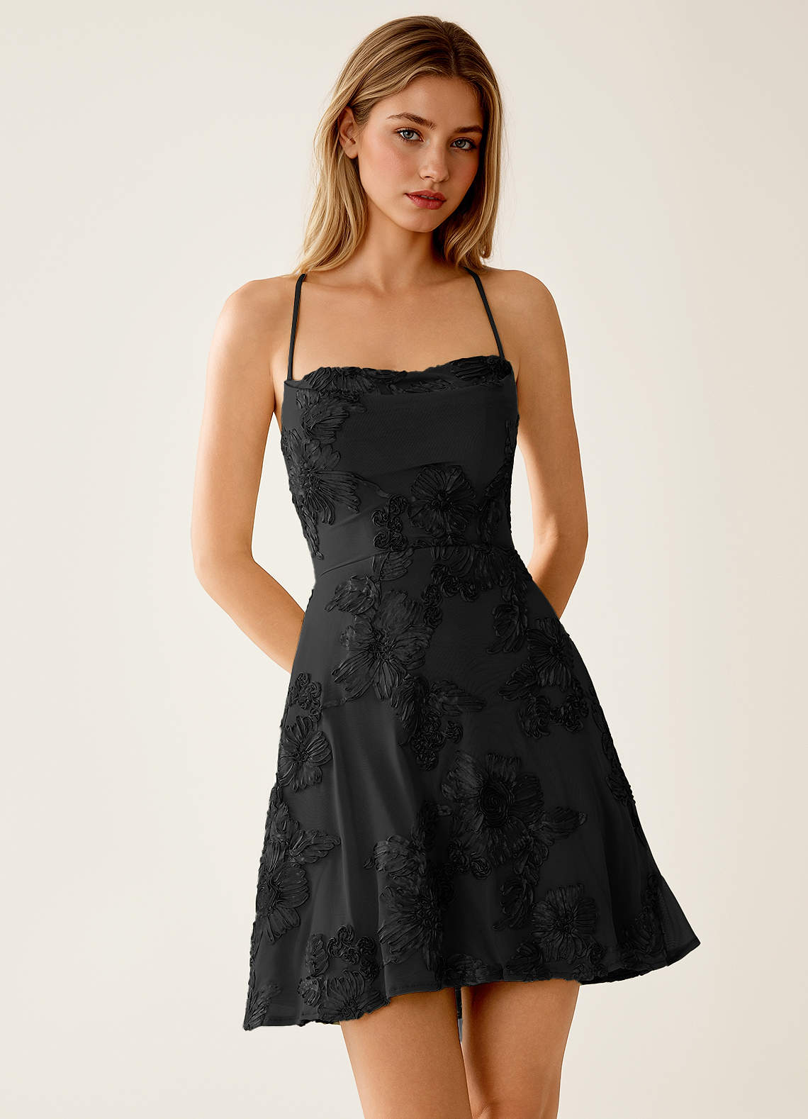Lysandra A-Line Open-Back Stretch Lace Prom Dress in Pale Purple