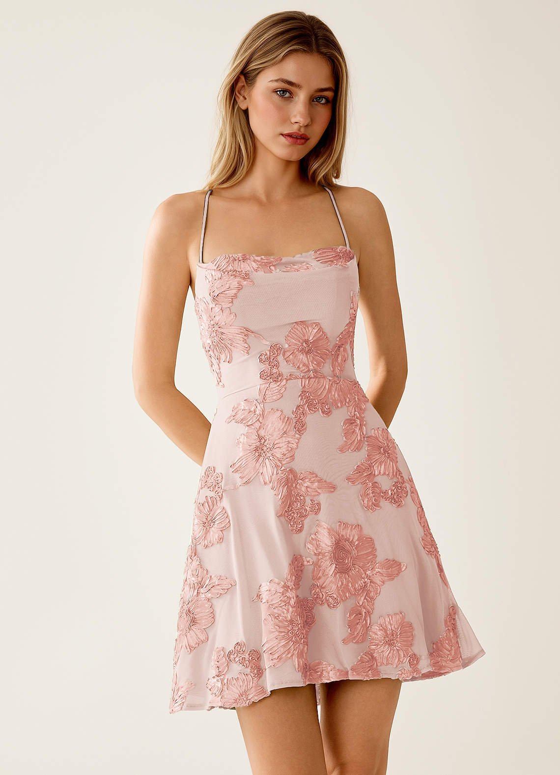Lysandra A-Line Open-Back Stretch Lace Prom Dress in Pale Purple