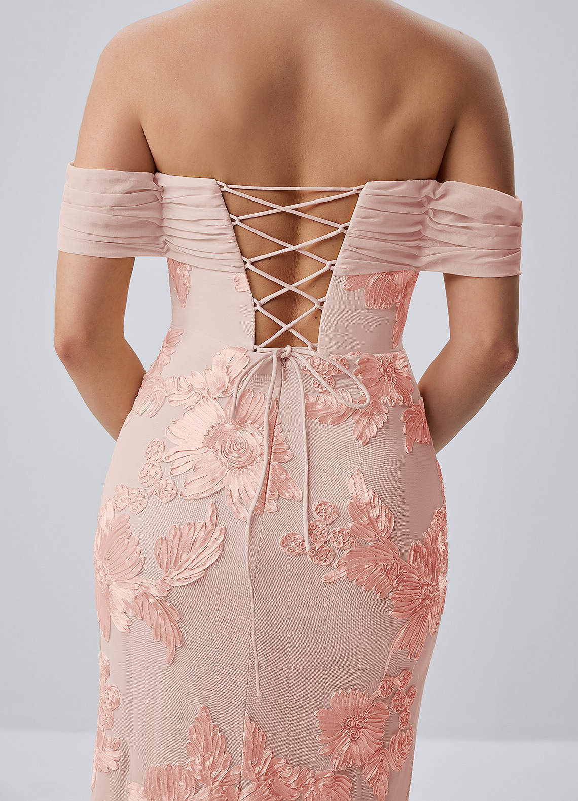 Berenice Sheath Off-the-Shoulder 3D Floral Lace Prom Dress in English Rose