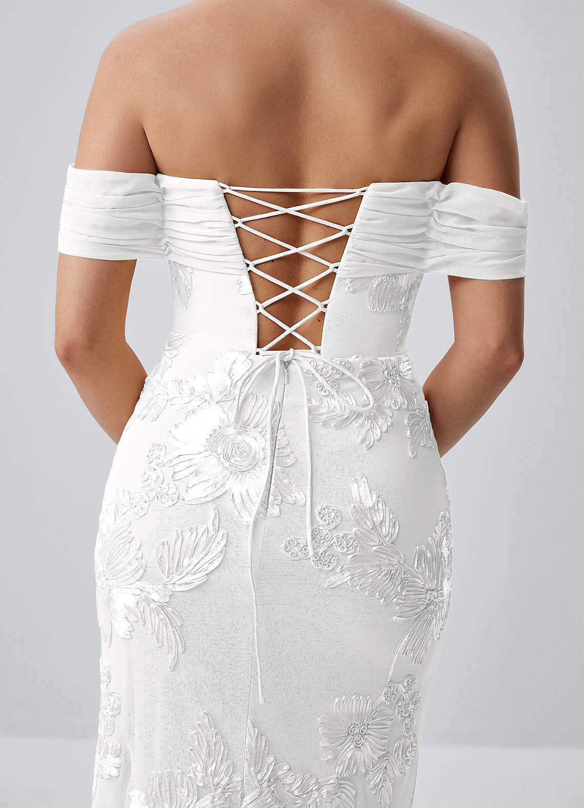 Berenice Sheath Off-the-Shoulder 3D Floral Lace Prom Dress in white