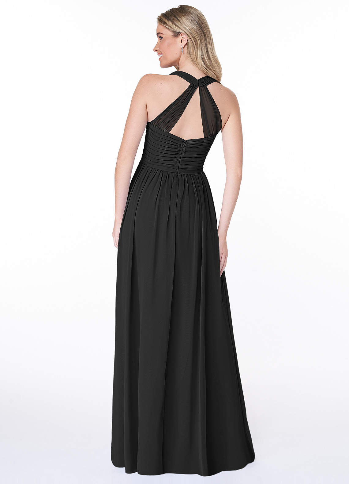 Jaclyn A-Line Halter Chiffon Bridesmaid Dress in black
