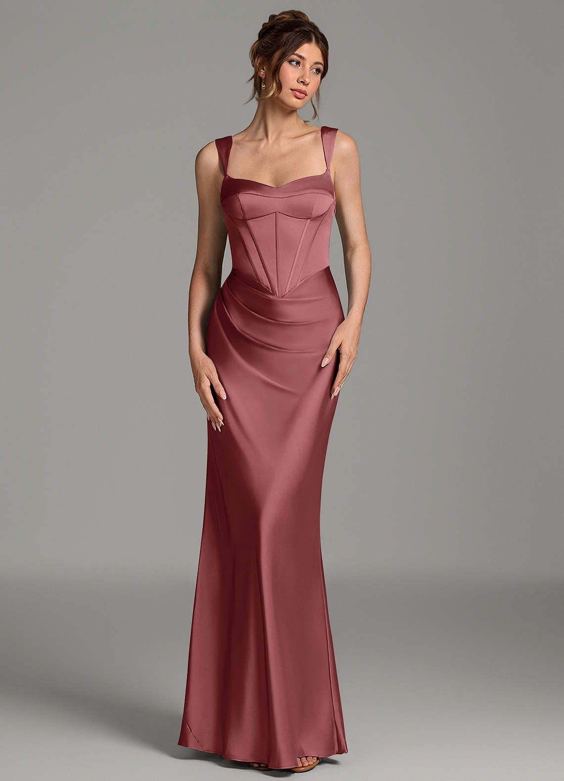 Mela Sheath Sweetheart Stretch Satin Bridesmaid Dress in Amethyst