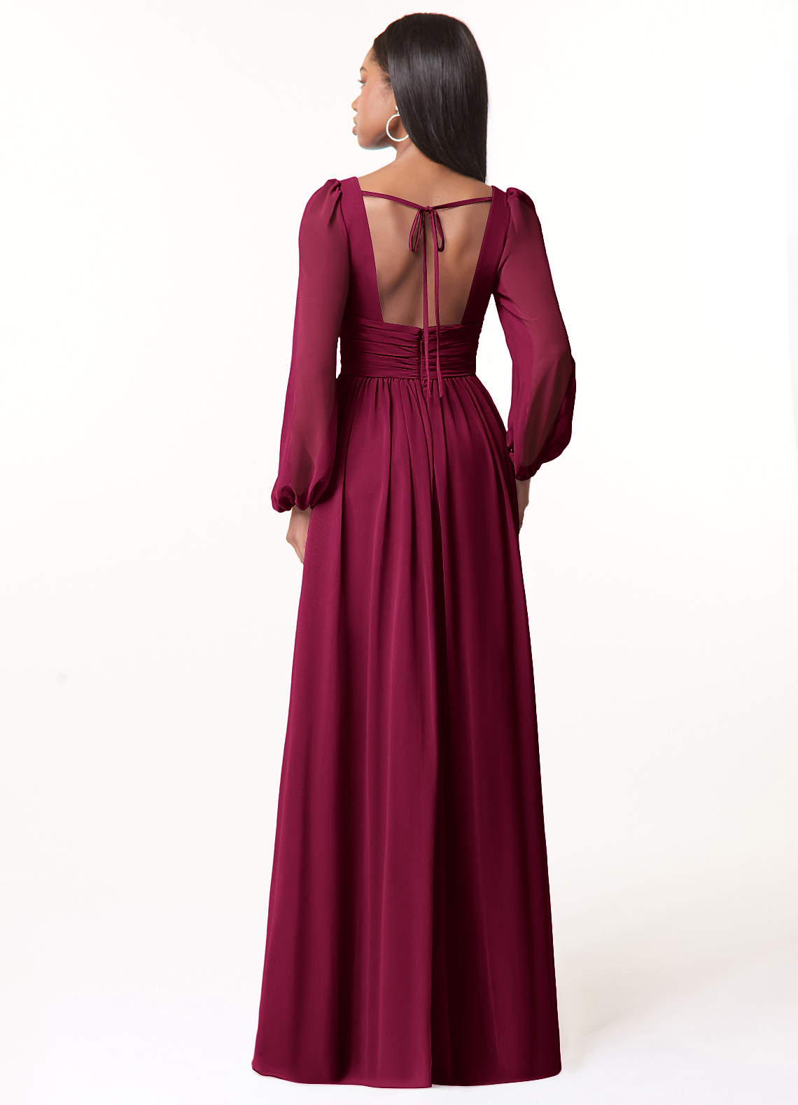 Norah A-Line V-Neck Chiffon Bridesmaid Dress in Burgundy