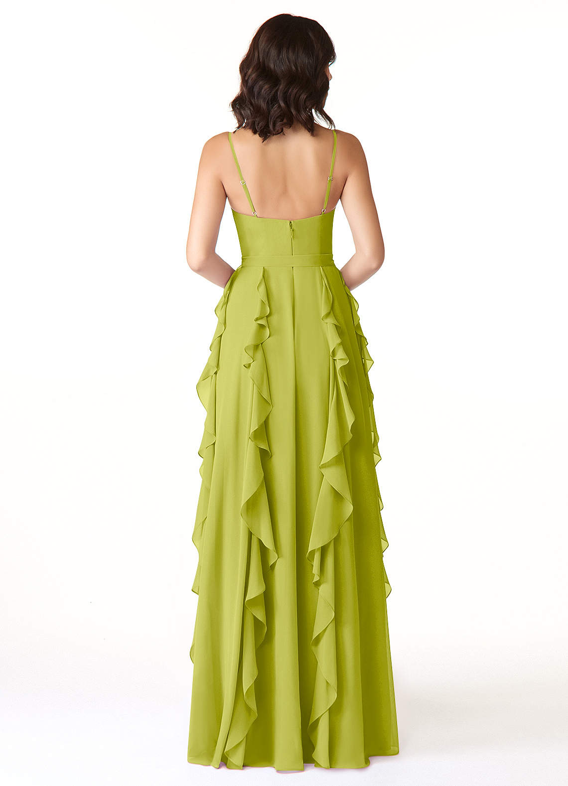Peyton A-Line V-Neck Chiffon Bridesmaid Dress in Lemongrass