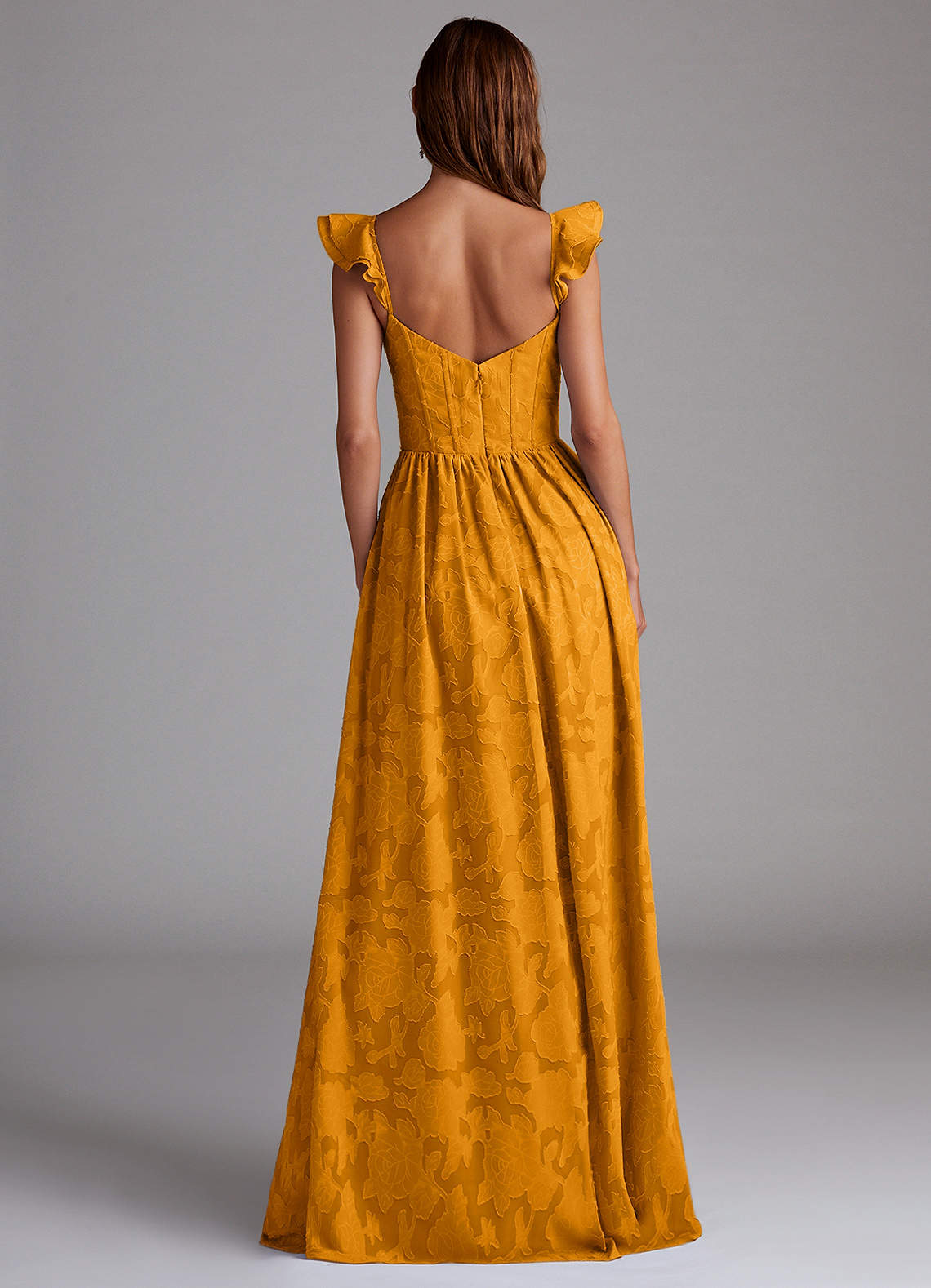 Denisse A-Line Sweetheart Floral Burnout Bridesmaid Dress in butterscotch