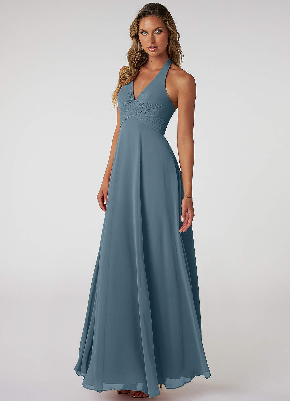 Tessie A-Line V-Neck Chiffon Bridesmaid Dress in Twilight