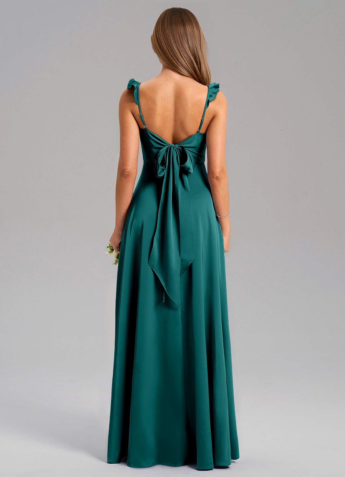 Everett A-Line V-Neck Chiffon Bridesmaid Dress in Peacock
