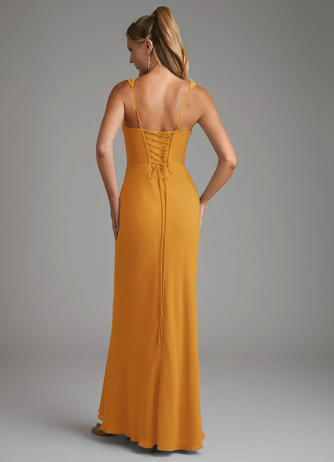 Asa Sheath Square-Neck Chiffon Bridesmaid Dress in butterscotch