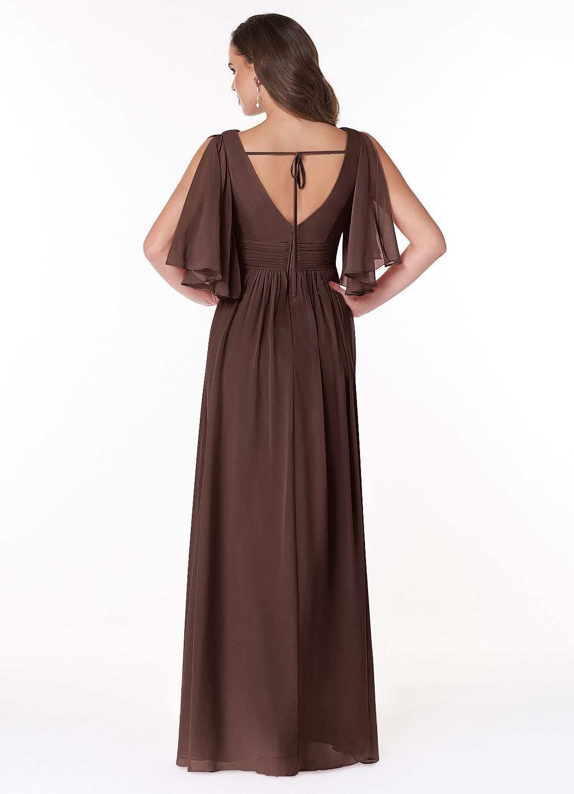 Temeka A-Line V-Neck Chiffon Bridesmaid Dress in Ganache