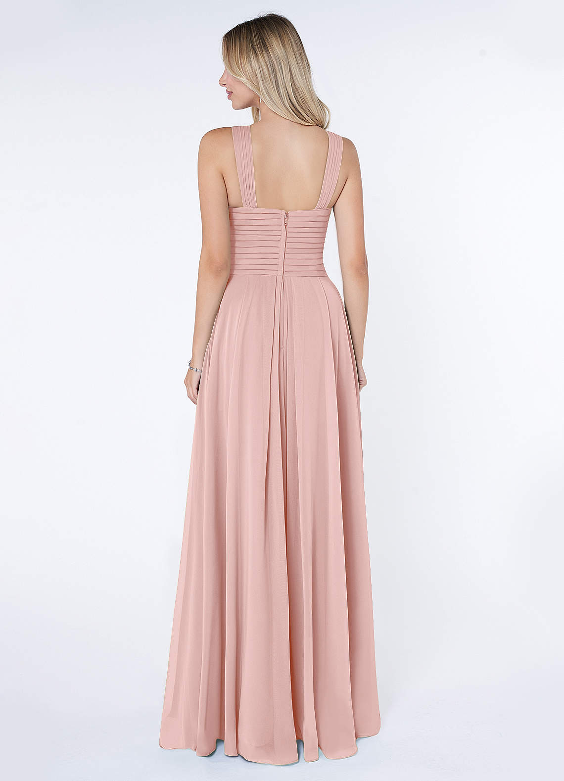 Kaleigh A-Line Halter Chiffon Bridesmaid Dress in Powder Pink