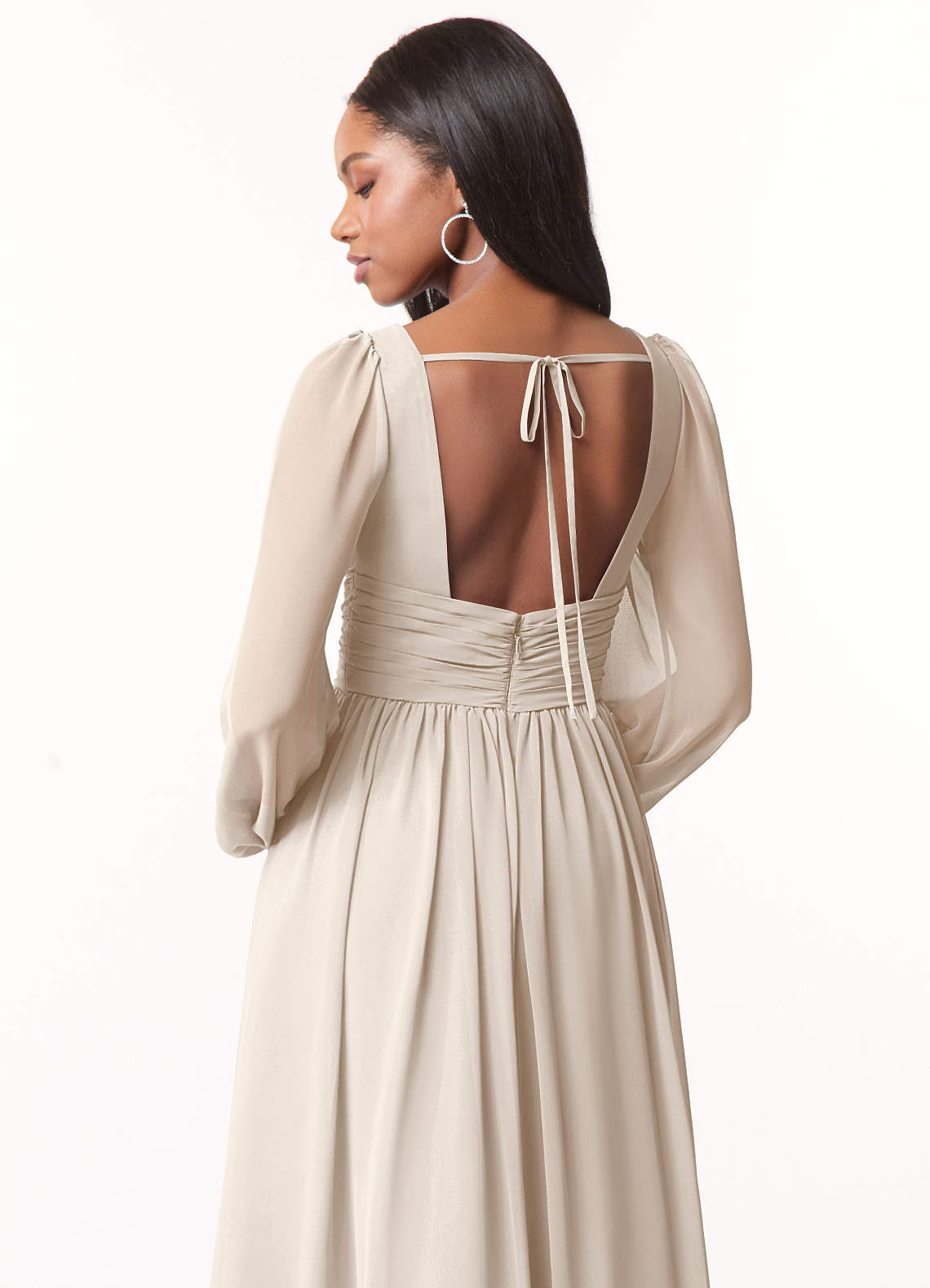 Norah A-Line V-Neck Chiffon Bridesmaid Dress in White Alabaster