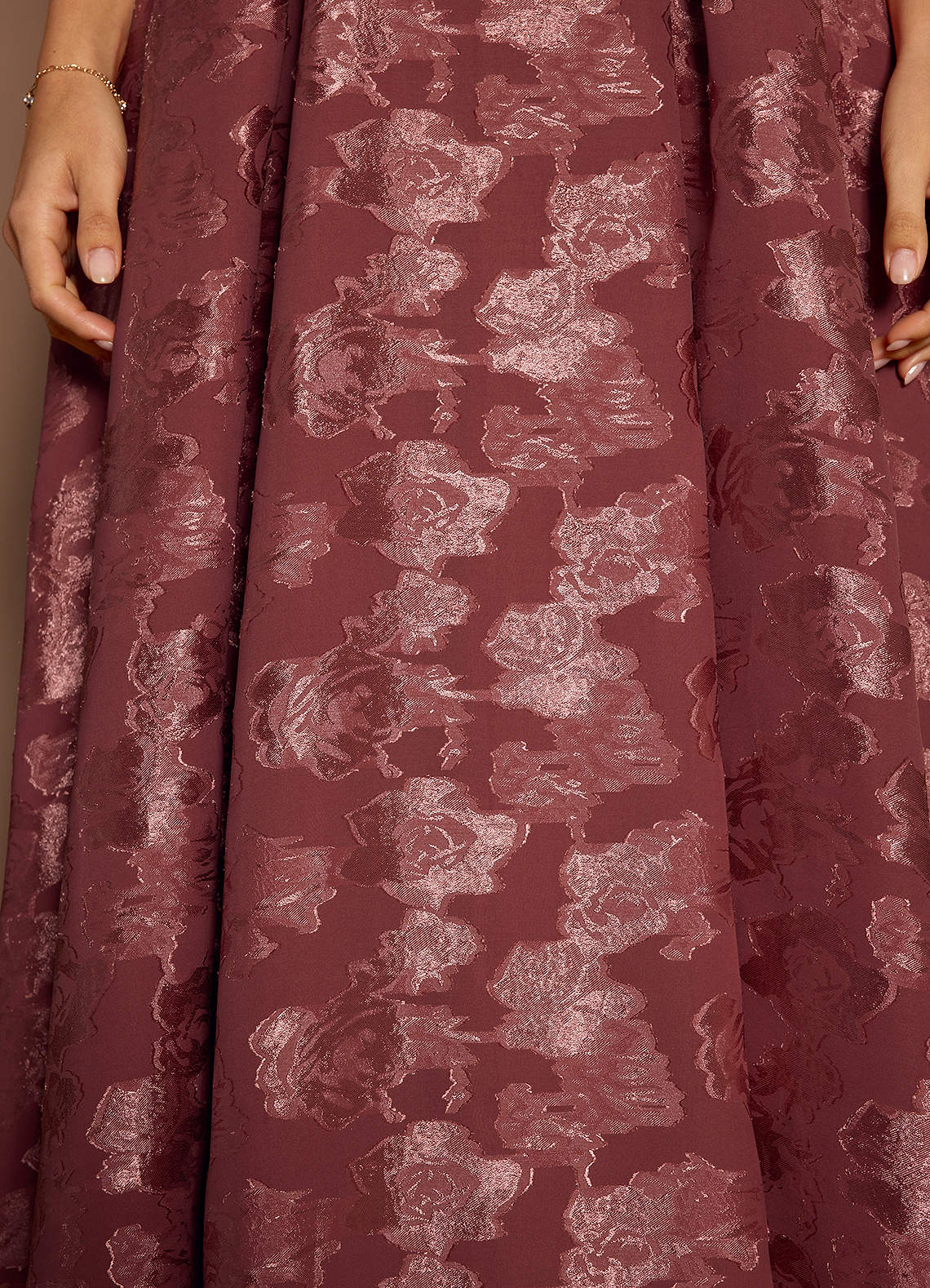 Briac A-Line Scoop-Neck Fil Coupé Evening Dress in Vintage Rose