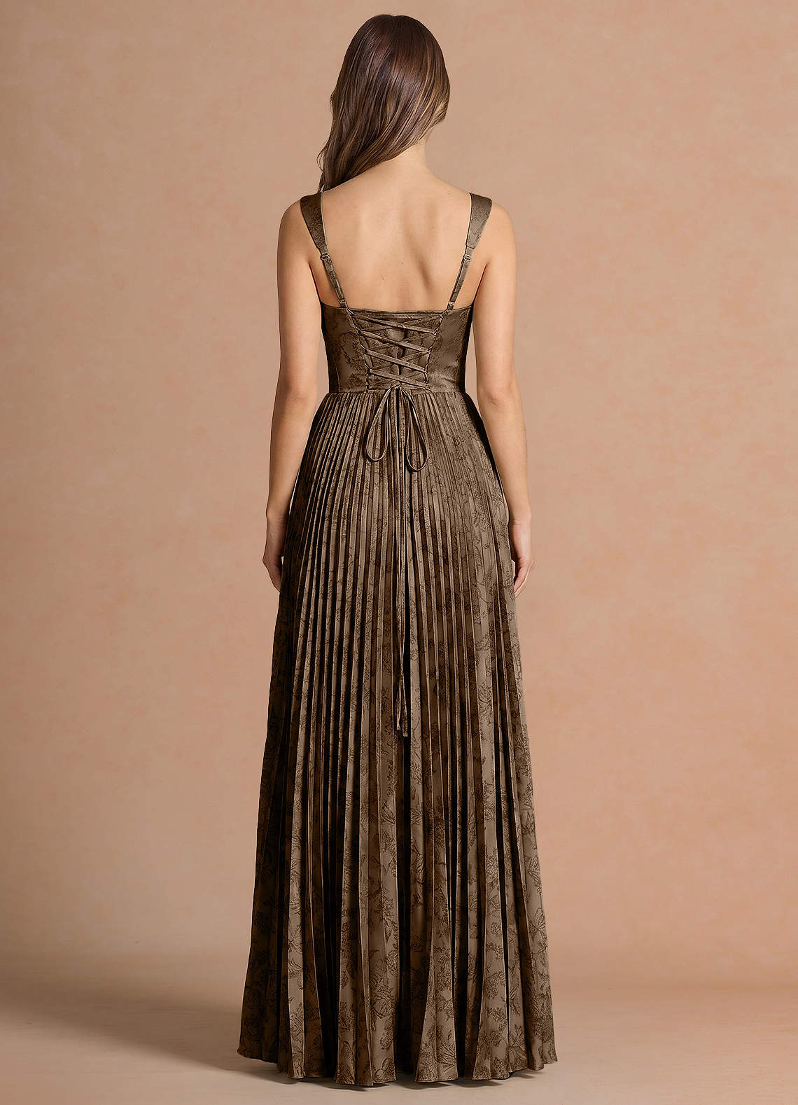 Isonelle A-Line Sweetheart Jacquard Wedding Guest Dress in Coffee Brown