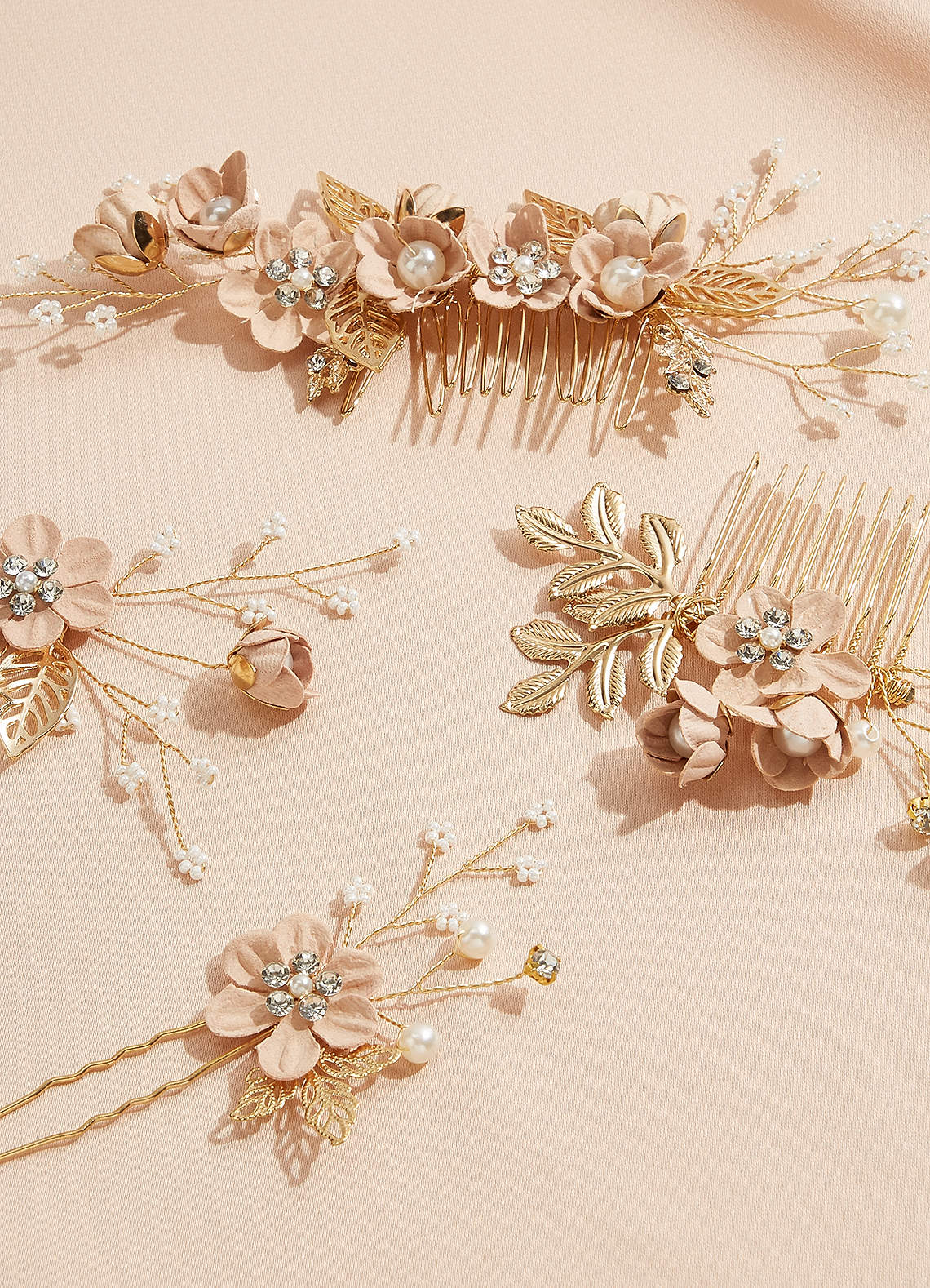 Blue Floral Hair Comb Set — Light Pink — 图 23/28