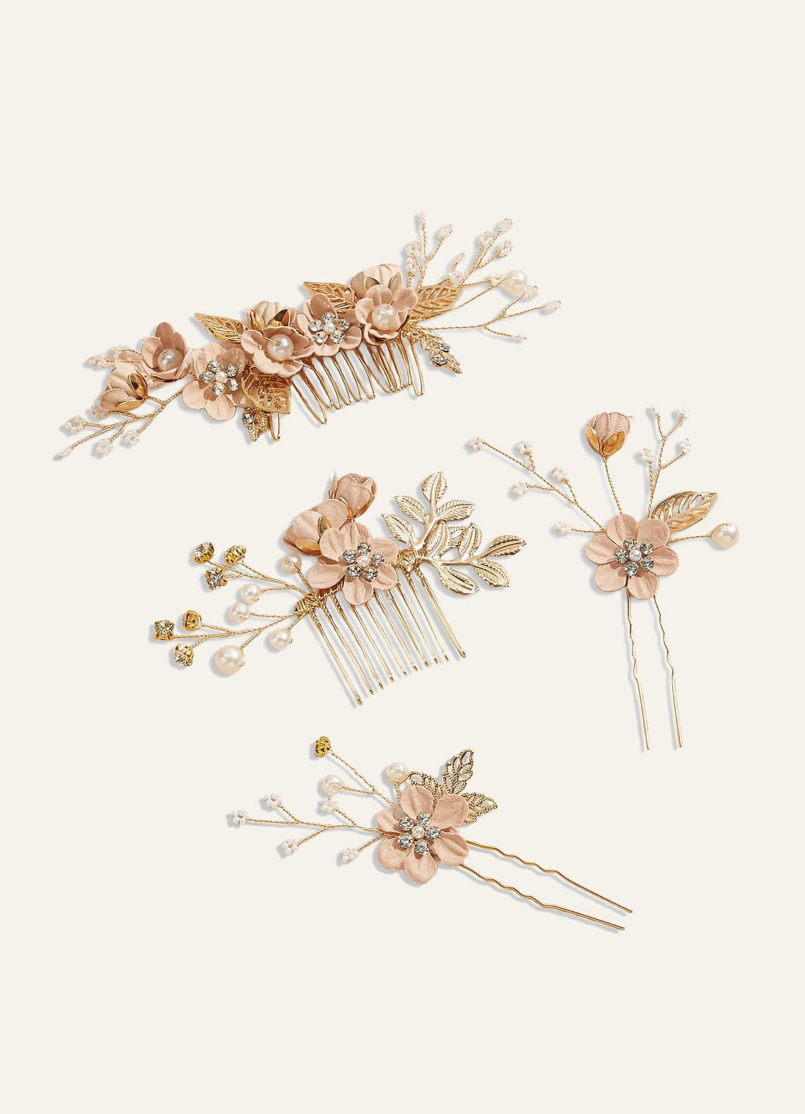 Blue Floral Hair Comb Set — Light Pink — 图 21/28