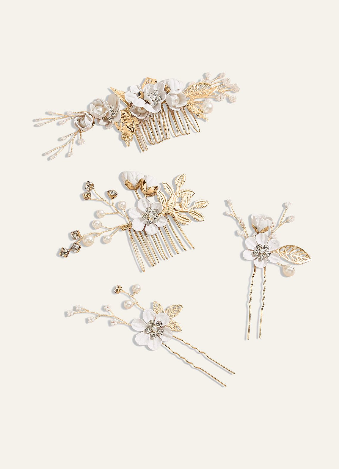 Blue Floral Hair Comb Set — white — 图 18/28