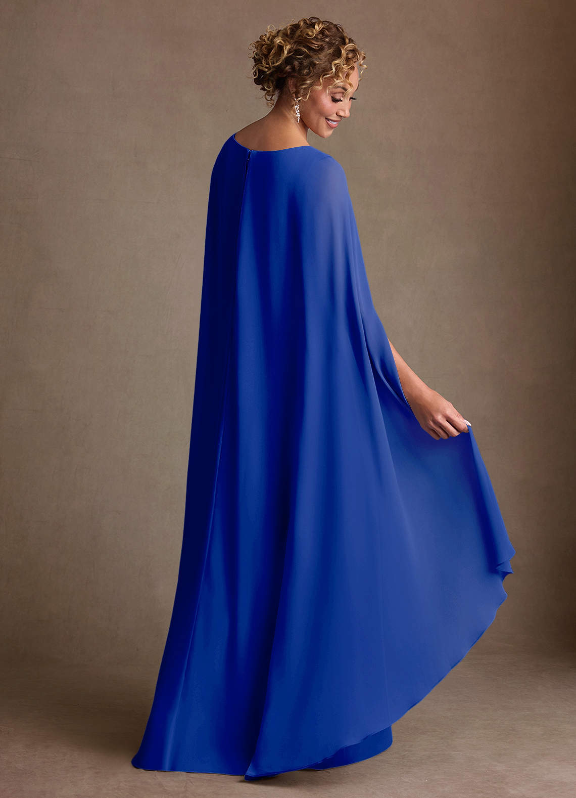 Boudica A-Line V-Neck Chiffon Mother of the Bride Dress in Royal Blue