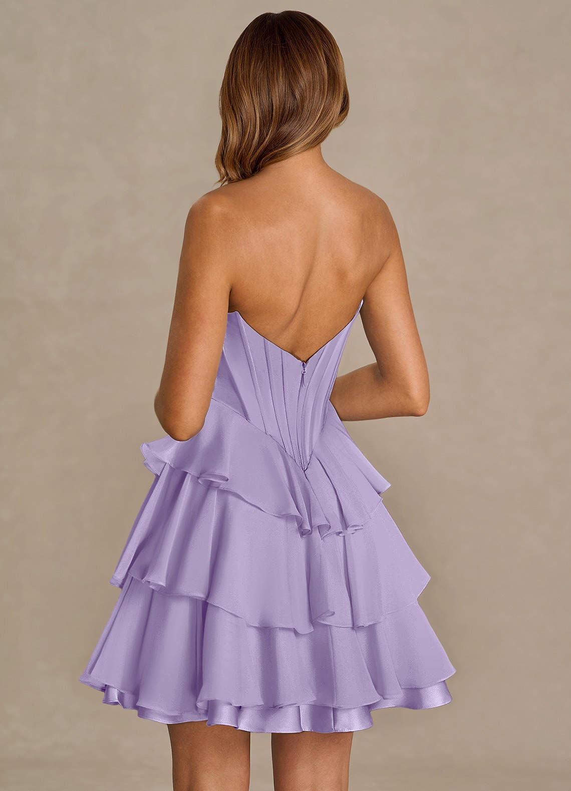 Brinley A-Line Mini Corset Satin Chiffon Prom Dress in Lilac