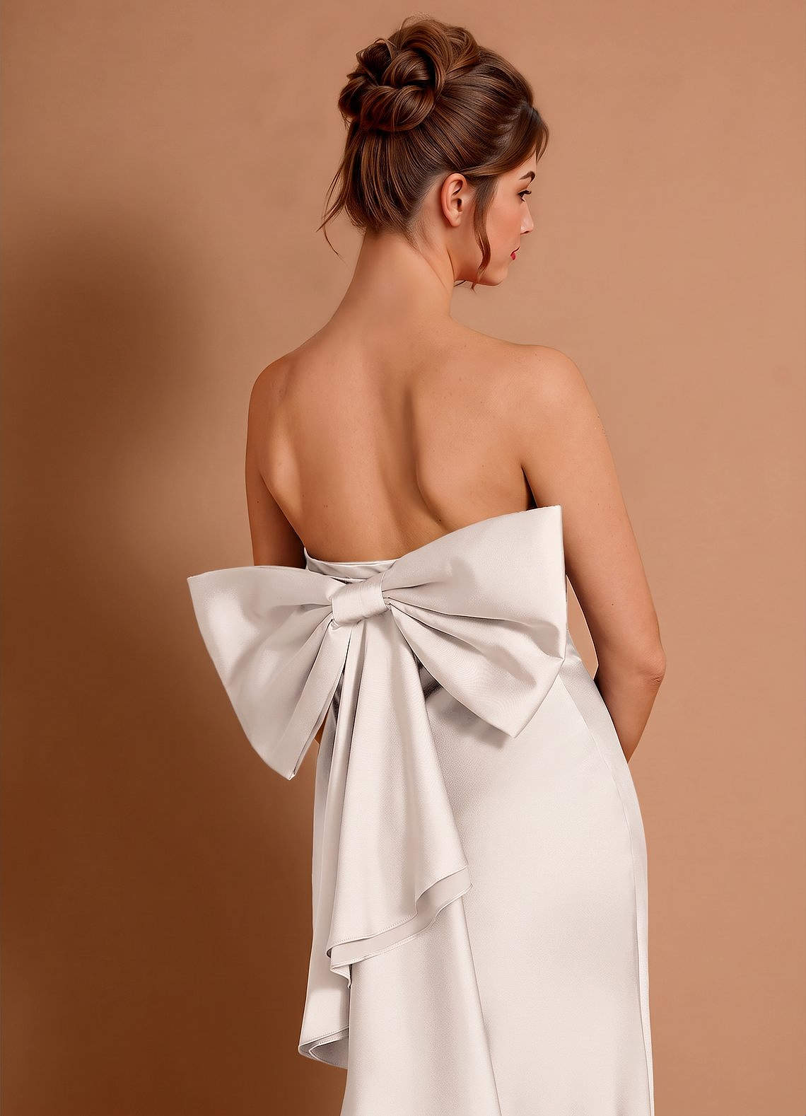 Aveline Mermaid Strapless Stretch Satin Evening Dress in Cream
